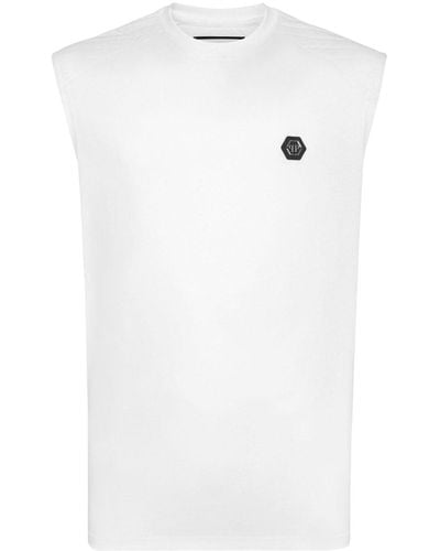 Philipp Plein Trägershirt mit Logo-Applikation - Weiß