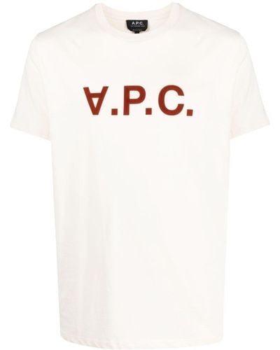 A.P.C. T-Shirt mit beflocktem Logo - Weiß