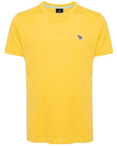 PS by Paul Smith T-shirt en coton biologique à logo brodé - Jaune