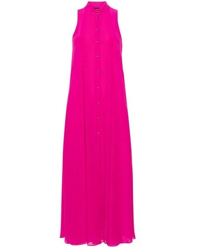 Emporio Armani Textured Pleated Midi Dress - Pink