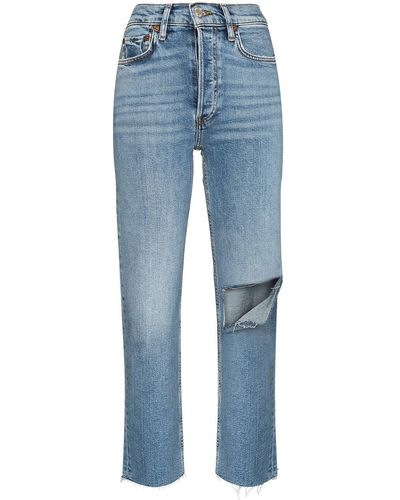 RE/DONE Stove Pipe High-waisted Jeans - Blue