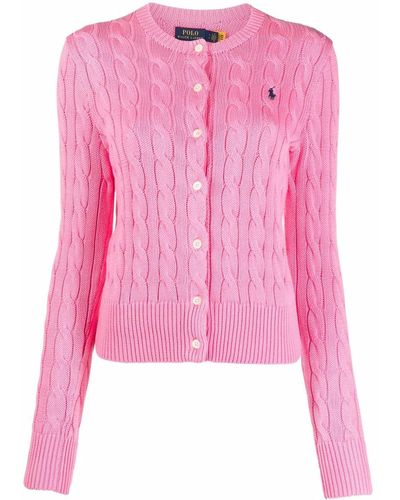 Polo Ralph Lauren Cable-knit Button-up Cardigan - Pink