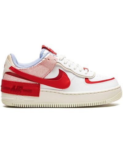 Nike Air Force 1 Low Shadow "red Cracked Leather" Sneakers - White