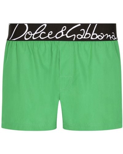 Dolce & Gabbana Logo-waistband Swim Shorts - Green