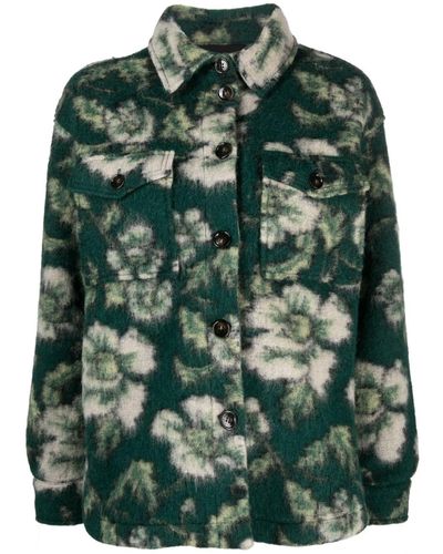 Woolrich Gentry Hemdjacke mit Blumen-Print - Grün