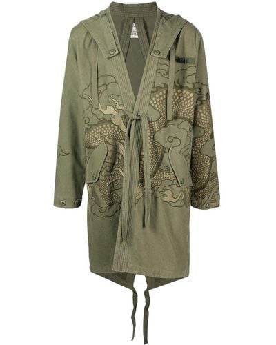 Maharishi Embroidered Front-tie Fastening Jacket - Green