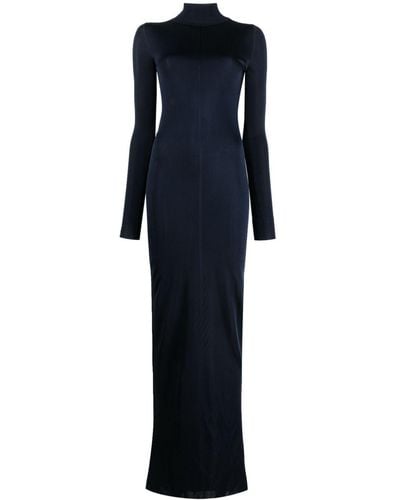 Saint Laurent Knit Long-sleeve Maxi Dress - Blue