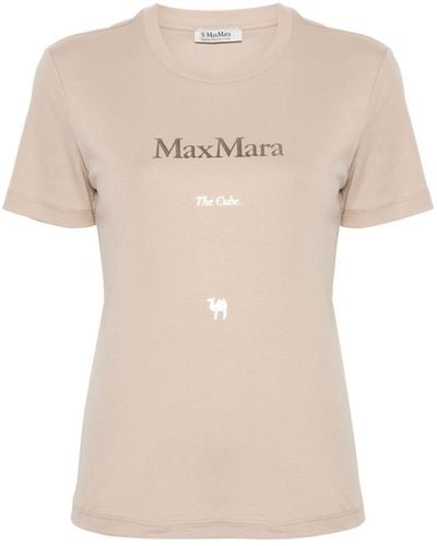 Max Mara Logo-print Cotton T-shirt - Natural