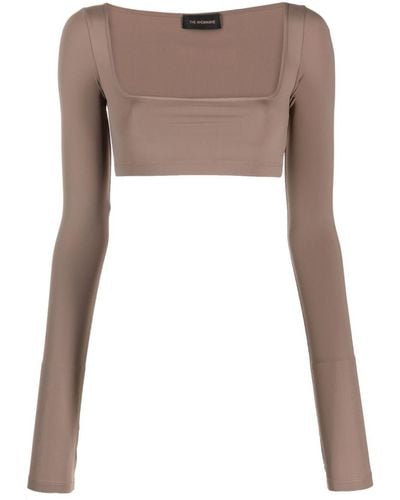 ANDAMANE Square-neck Cropped Top - Brown