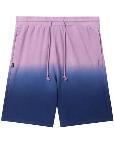 Izzue Gradient-effect Cotton Track Shorts - Blue