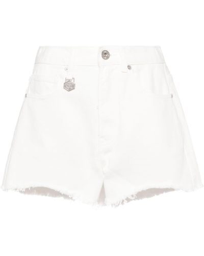 Chocoolate Raw-cut Hem Denim Shorts - White