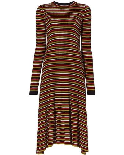 Proenza Schouler Striped Knitted Dress - Brown