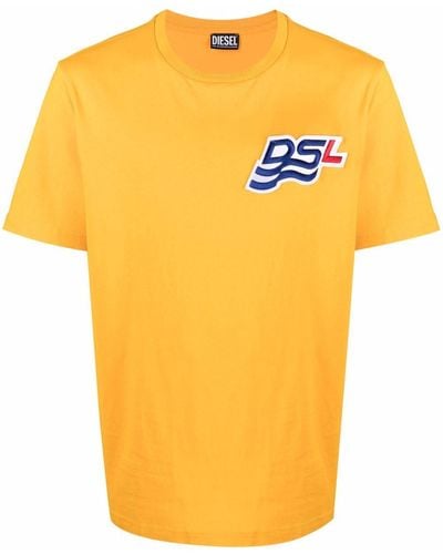 DIESEL T-Shirt mit Logo-Patch - Gelb