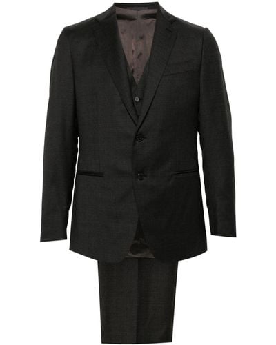Caruso Single-breasted Wool Suit - Black