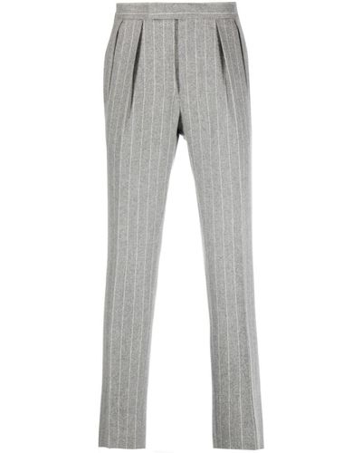 Polo Ralph Lauren Pinstripe-pattern slim-cut trousers - Grigio