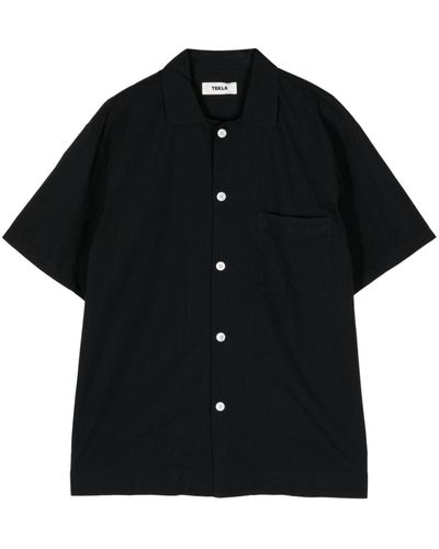 Tekla Plain Organic-cotton Shirt - Black