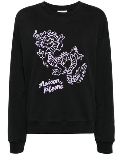Maison Kitsuné Chinese Dragon Cotton Sweatshirt - Black