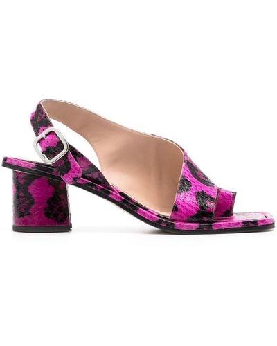 SCAROSSO Jill Snakeskin-effect Sandals - Pink