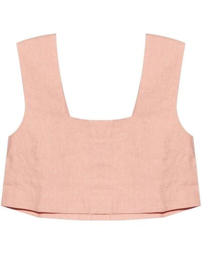 Posse Caleb Linen Cropped Top - Pink