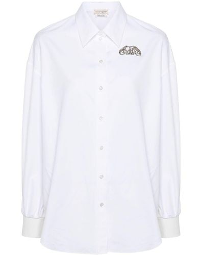 Alexander McQueen Crystal-embellished Cotton Shirt - White