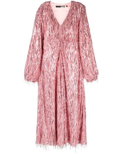 ROTATE BIRGER CHRISTENSEN Fringed Sequin-embellished Maxi Dress - Pink