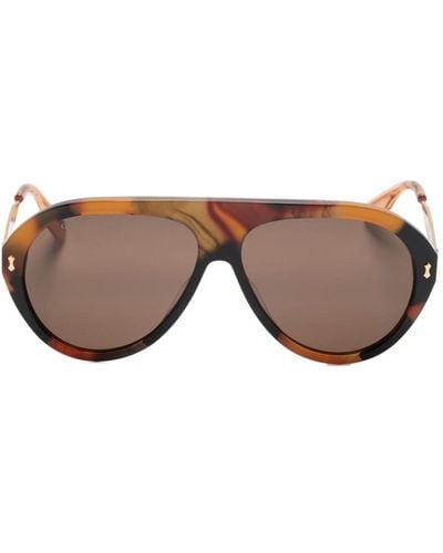 Gucci Tortoiseshell Navigator-frame Sunglasses - Brown