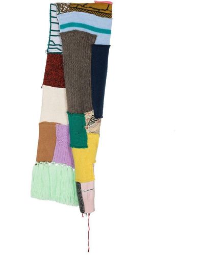 Paura Patchwork Knitted Scarf - Blue
