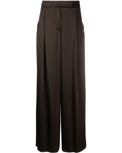 Semicouture Pantalon ample en satin à design plissé - Noir
