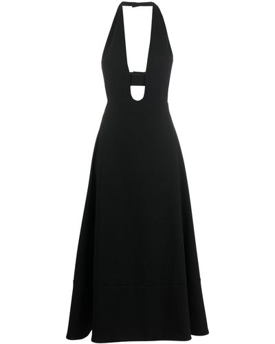 Saint Laurent プランジネック ドレス - ブラック