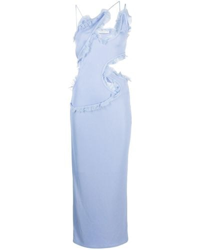 Christopher Esber Carina Ribgebreide Maxi-jurk Met Ruches - Blauw