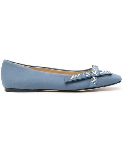 Jimmy Choo Veda Canvas Ballerina Shoes - Blue