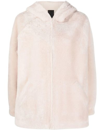 Blancha Zip-up Shearling Hooded Jacket - Pink
