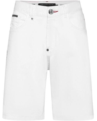 Philipp Plein Patch-detail denim shorts - Weiß
