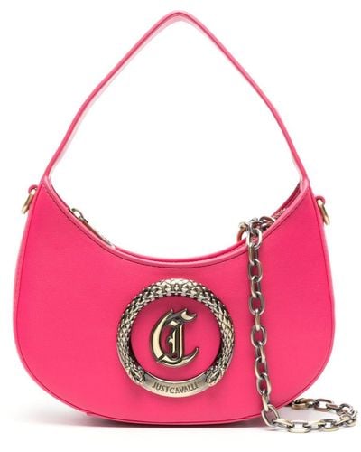 Just Cavalli Handtasche mit Logo-Schild - Pink