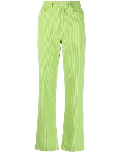 Wandler Pantalon en velours côtelé à taille haute - Vert