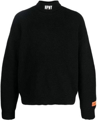 Heron Preston Hpny Logo-embroidered Wool Sweater - Black