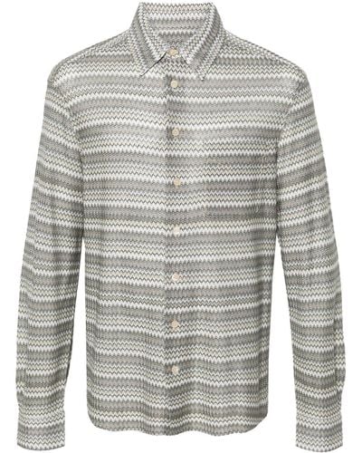 Missoni Chevron-knit Long-sleeve Shirt - Grey