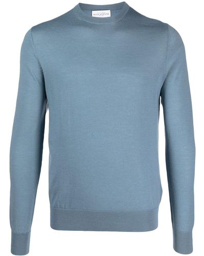 Ballantyne Round-neck Wool Cardigan - Blue