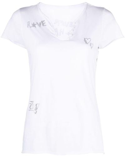Zadig & Voltaire T-shirt en coton à ornements strassés - Blanc