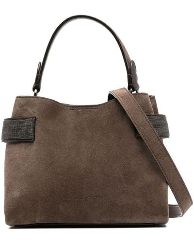 Brunello Cucinelli Suede Tote Bag - Brown