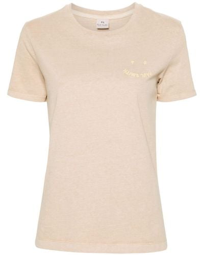 PS by Paul Smith Happy Organic-cotton T-shirt - Natural