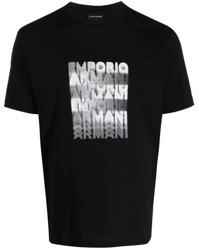 Emporio Armani T-shirt en coton à imprimé graphique - Noir