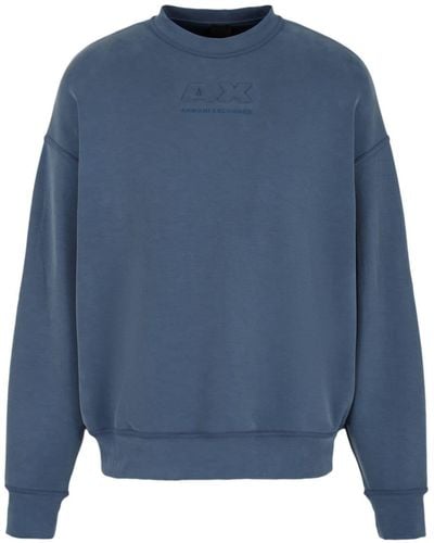 Armani Exchange Sweater Met Logo-reliëf - Blauw