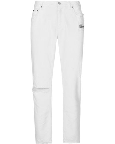 Dolce & Gabbana Slim-Fit-Jeans im Distressed-Look - Weiß