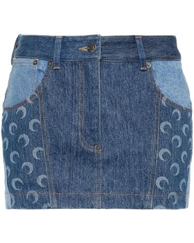 Marine Serre Mini Denim Skirt - Blue