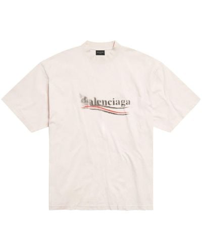 Balenciaga Political Stencil Cotton T-shirt - Natural