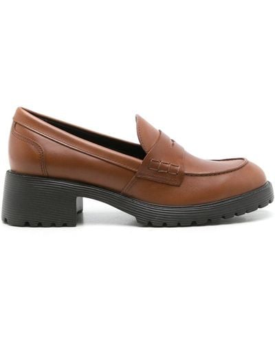 Sarah Chofakian Ully Leather Penny Loafers - Brown