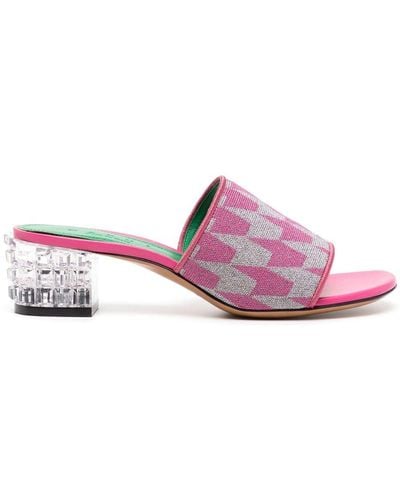 Marni Crystal-heel Patterned Sandals - Pink