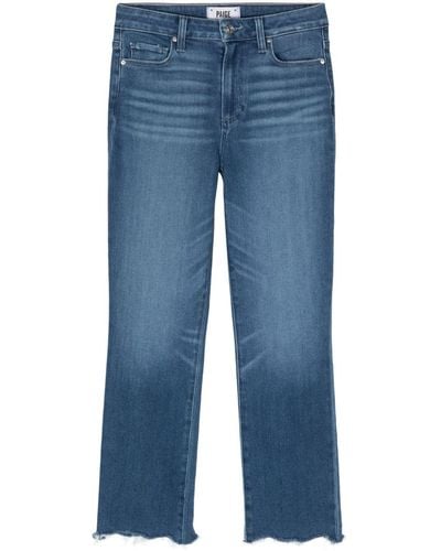 PAIGE Raw-cut hem mid-rise jeans - Bleu