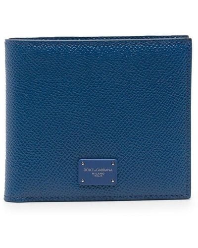 Dolce & Gabbana Portefeuille pliant à plaque logo - Bleu